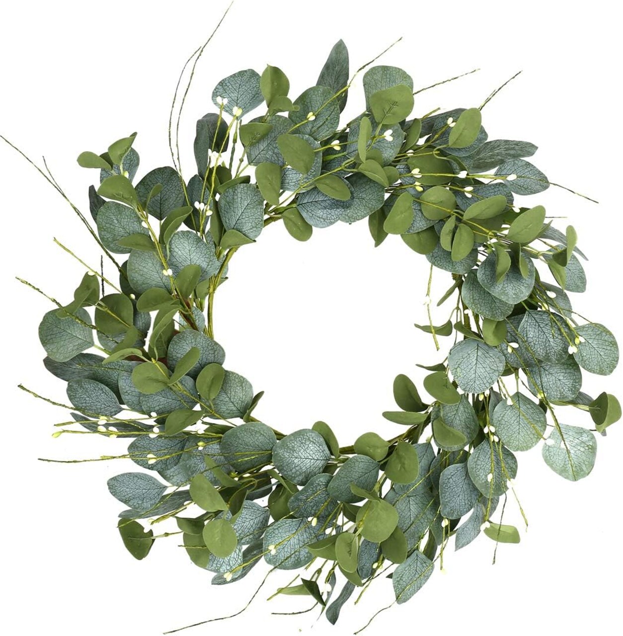 20-Inch Spring Eucalyptus Wreath for Front Door – Green Leaf & Berry Farmhouse Wreath for Indoor Outdoor Home, Wall, Porch Decor
